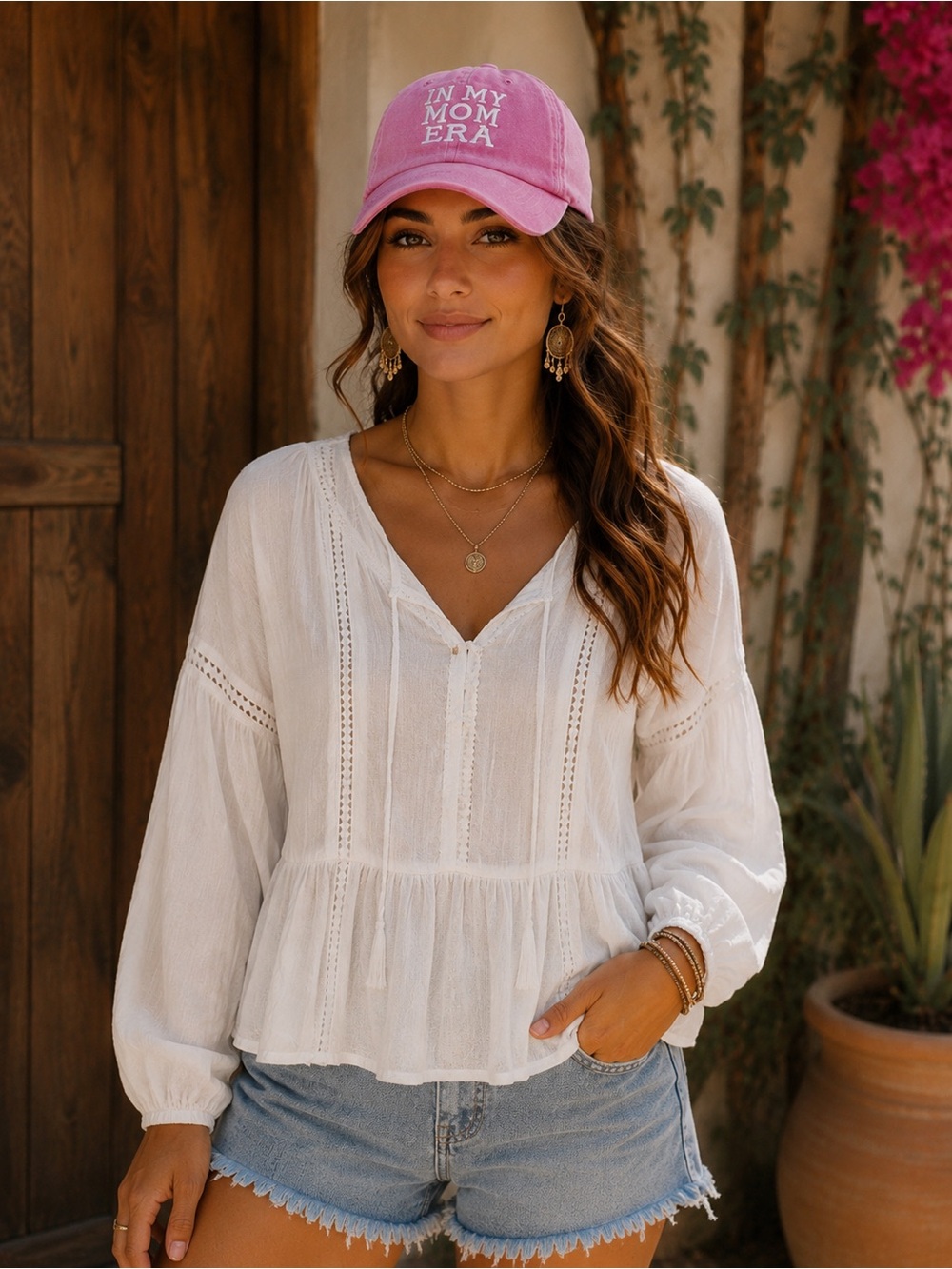 Pink "In My Mom Era" Embroidered Baseball Cap